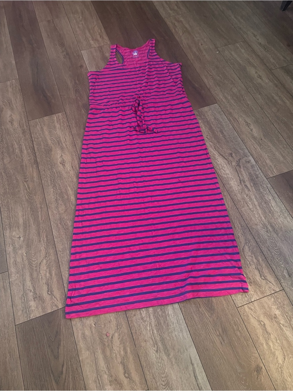Pink & Navy Striped Racerback Maxi Dress